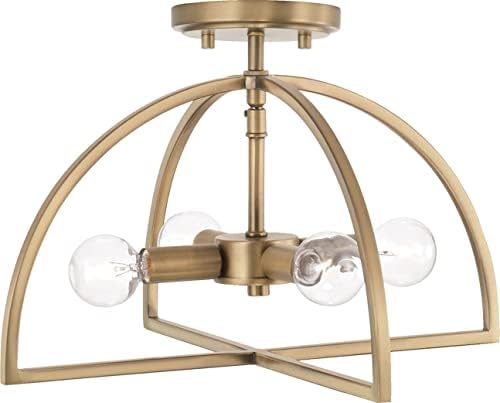 HomePlace Lighting 248841AD Lawson Modern Minimalistic Dual Mount Convertible Pendant/Semi-Flush Ceiling Light, 4-Light 240 Total Watts, 9" H x 15" W, Brass