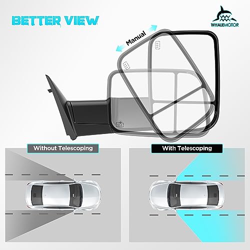 Image of Smoked Power Heated Tow Mirrors Compatible with 2009-2018 Dodge Ram 1500