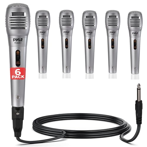 Pyle Professional Dynamic Microphone - 6-Pack Unidirectional Handheld Mic with Built-in Pop Filter, High Signal Output, 6.5 ft. XLR Audio Cable, Ideal for Stage, Karaoke & Studio Performances