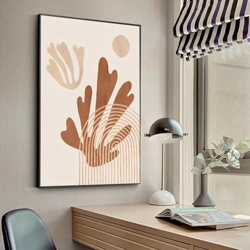 Impression sur toile haut de gamme JACBON motif corail style Matisse avec châssis en bois