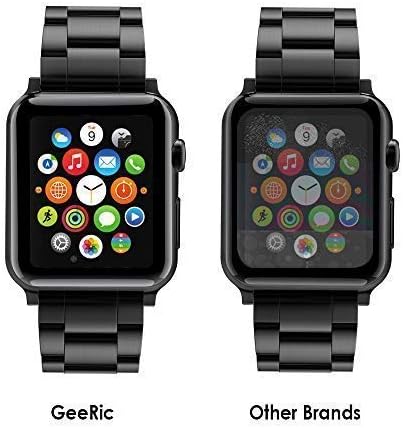 GeeRic Screen Protector Compatible with Apple Watch 38mm,(2Pack) Tempered Glass Screen Protector [Carbon Fiber Frame Edge][38mm, Black Frame]