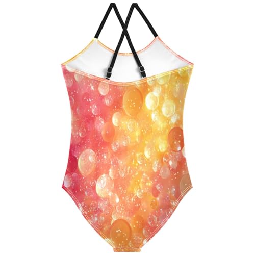 Pigsaly Girls One Piece Swimsuits Candy Sweet Coral Yellow Pink Gradient Glitter Kids Cross Back Swimwear Bathing Suit 3T2