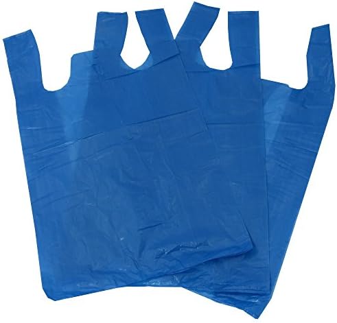 200 Blue Plastic Polythene Vest Style Carrier Bags - Size 11 x 17 x 21" Shopping Gift Boutique Supermarket Cash N Carry Market Stall