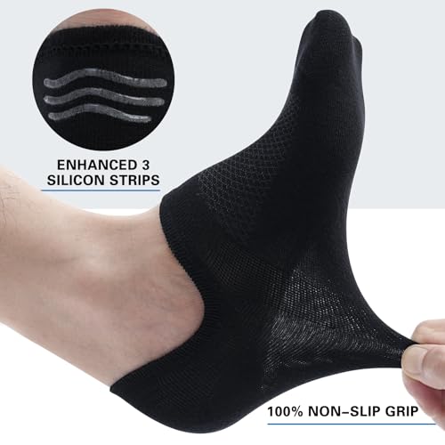 8 Pairs Mens 100% Cotton Non Slip No Show Socks, Low Cut Casual Invisible Socks.3