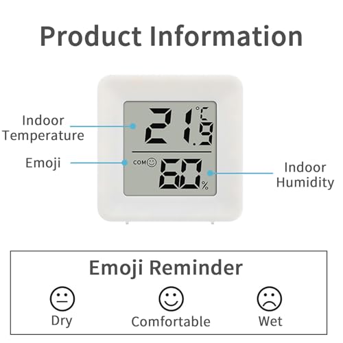Lizbin Small Digital Hygrometer Indoor Thermometer, LCD Digital Room Hygrometers Thermometers, Mini Indoor Hygrometer Temperature Monitor Humidity Meter for Home Office Comfort Reptile Thermometer - Image 7