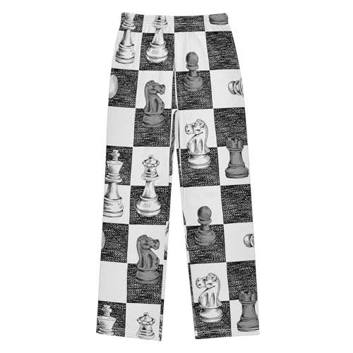 Boys' Pants Chess Figure Checker Long Bottoms Jogger Pants Elastic Waist Trousers with Pockets S-XL