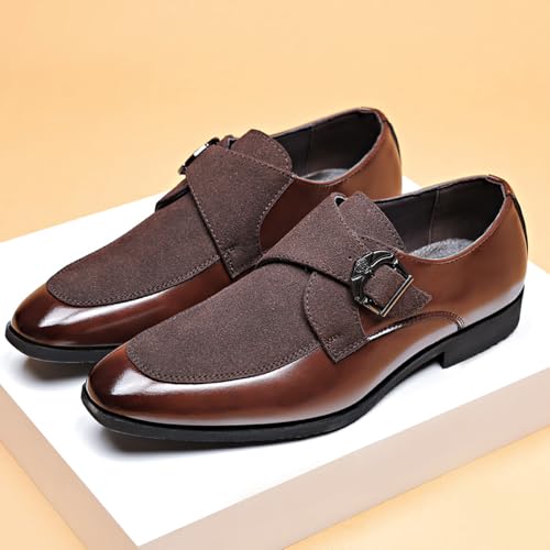 Image of Men's Suede Patent Leather Dress Shoes Business Formal Derby Fashion Oxford Tuxedo Shoes