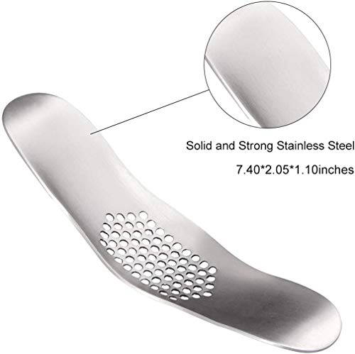 Garlic Press Rocker Set,304 Stainless Steel Crusher With Cutter Peeler Knife Spoons For Chef Kitchen Aid Professional Mincer Portable Tool Easy To Clean Dishwasher Safe #TOP3