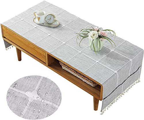 Qiden Coffee Table Cloth, Coffee Table Cover With Pockets And Tassel, Cotton Linen Waterproof Small Rectangle Tablecloths Washer Dryer Fridge Top Dust Cover-D-50 X 145 Cm (20 X 57 In) #TOP4