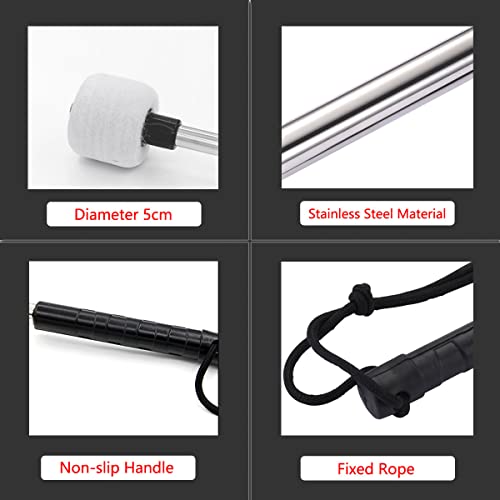 Kuylive 2 Pack Bass Drum Mallets Timpani Mallet Felt Sticks Stainless Steel Handle With 1 Pair Rubber Bell Mallets Glockenspiel Sticks Xylophone Mallet #TOP3