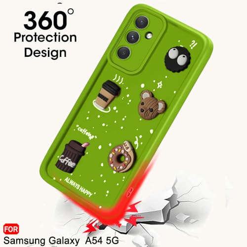 Image of TheGiftKart Back Cover Case for Samsung Galaxy A54 5G | Cute Fun Cartoon 3D Bear Coffee Case | Full Camera Protection | Shockproof Back Cover Case for Samsung Galaxy A54 5G (Silicone, Green)