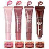 Pakivs 4 Colors Jelly Tinted Lip Serum Gloss,Hydrating Nourishing Lip Plumping,Long-Lasting Moisturizing with Polypeptide,Non-Sticky Glossy Lip Glaze Makeup