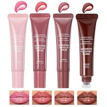 4 Colors Jelly Tinted Lip Serum Gloss,Hydrating Nourishing Lip Plumping,Long-Lasting Moisturizing with Polypeptide,Non-Sticky Glossy Lip Glaze Makeup
