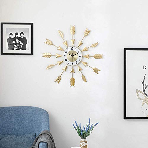 Horloge murale silencieuse dorée grand format pour salon et bureau calme - 5