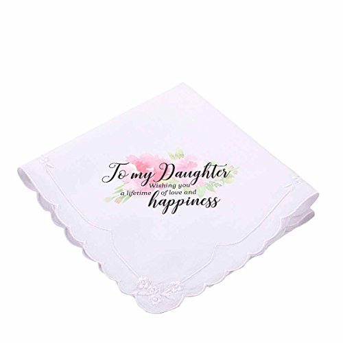 Lillian Rose Pink Floral to My Daughter Hankie, White