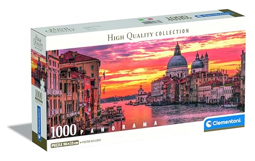 Clementoni Collection de puzzles – Venise 1000 pièces – Poster inclus, puzzle pour adultes de 14 à 99 ans, cadeau pour homme/femme, ville, Italie, paysage, fabriqué en Italie, 39878