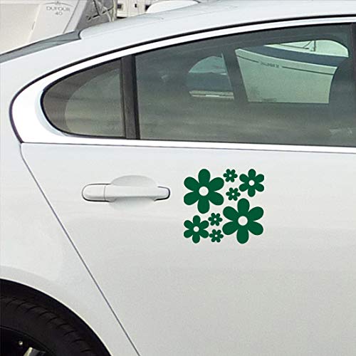 Image of Groovy Daisy Flower (Green) (Set of 2) Premium Waterproof Vinyl Decal Stickers for Laptop Phone Accessory Helmet Car Window Bumper Mug Tuber Cup Door Wall Decoration