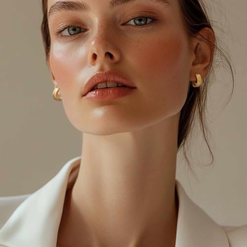 Gold Earrings for Women 14K Gold Hoop Earrings for Women Hoop Earring for Womens Hoops Twill Texture on 7mm Wide Outline Womens Hoops Earring3