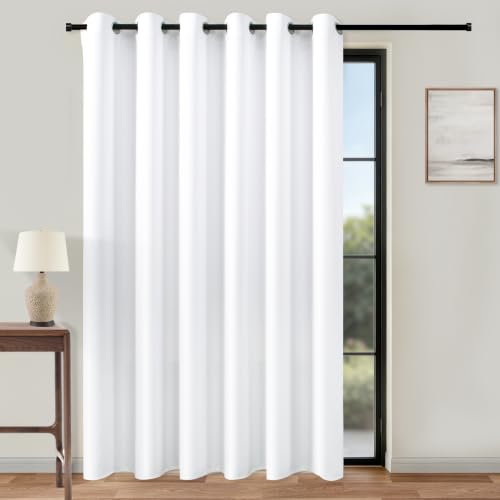 KOUFALL 84 x 96 Inches Long White Curtains, Semi Blackout Extra Wide Living Room Privacy Keep Heat Curtains with Grommet Top, 1 Panel