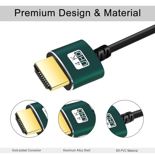 Thsucords Mini HDMI à HDMI câble 3.3FT(1M), Ultra Mince & Flexible HDMI Mini Prise en charge des câbles 3D/4K@60Hz/18gbps/2160P/1080P