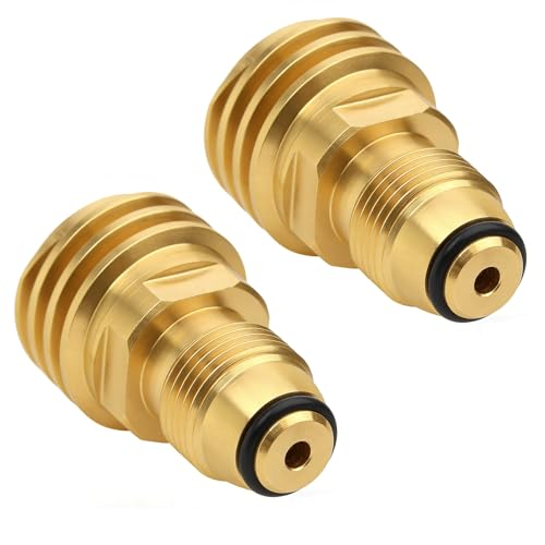 Image of 2 Pack POL to QCC1 /Type-1 Propane Tank Adapter Fitting, Old to New, Propane Tank Adapter Converts POL LP Tank Service Valve to QCC1 /Type1 Hose or Regulator, for 120 gallon 100 lb Big Tank, 100% Brass