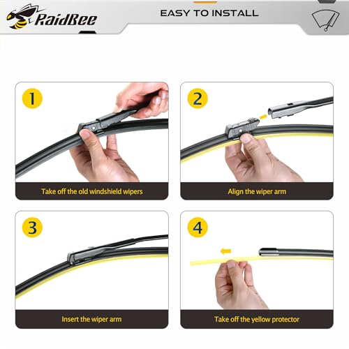 Image of Raidbee Windshield Wiper Blades Replacement for | Audi A4 A5 Q5 S4 S5 2008-2025 A4 ALLROAD RS5 SQ5 2014-2025 A6 ALLROAD A7 S6 S7 RS6 RS7 2018-2025 Genuine OEM Quality 2 Pack