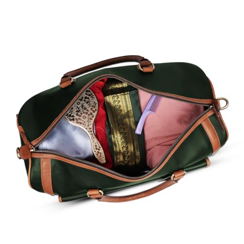 Image of Premium Leather Duffle Bag for Men & Women | Genuine Leather Travel, Gym & Office Bag | Stylish Handcarry & Sling Weekend Cabin Luggage Bag|Green
