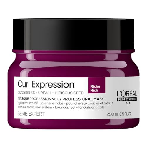 L'Oréal Professionnel Curl Expression, Mascarilla Hidratante Rizos 250ml | Mascarilla para rizos y ondas. Hidrata profundamente, desenreda y controla el frizz para un resultado ligero y brillante.