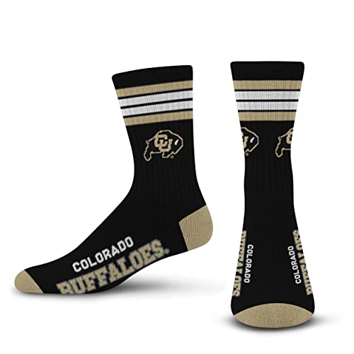 For Bare Feet NCAA Colorado Buffaloes 4 Stripe Deuce Crew Sock Team Color LARGE
