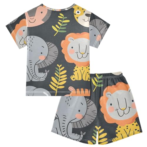 Summer Pajama Set Colorful Animal, Short Sleeve Sleepwear Nightwear2
