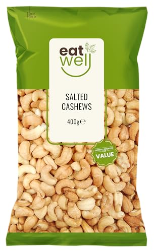 JC’s Eat Well Salted Cashews – 400g | Premium Roasted Whole Cashews | Non-GMO, Vegan