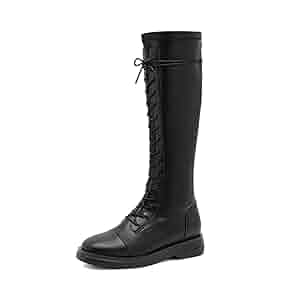 Amazon.com | XYD Women Fashion Lace Up Flat Knee High Boots