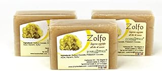 Sulphur Soap Natural Sulfur Soap Bar - Nourishing and Healing Soap for Oily Skin - Skin and Face Treatment - Handmade Italian Soap - 3 Soaps