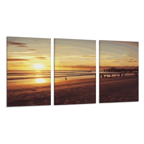 Toile murale plage en 3 panneaux pour sublimer la décoration de votre salon moderne