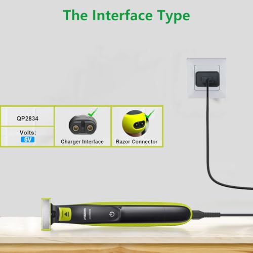 5V USB Charger Cord Compatible with Philips Norelco OneBlade QP2724/90 QP2834 X5006 MG5910 QP6531 MG7910 PQ888 PQ889 MG9510 MG9520 Trimmer, Charging Cable for One Blade Shaver Series 2400, 2600, 3600