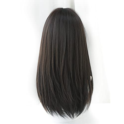 Urcgtsa Long Straight Black Hair Wig With Bangs Synthetic Soft Layer Wig For Women Party Cosplay Supply Wig (22Inch Dark Brown) #TOP2