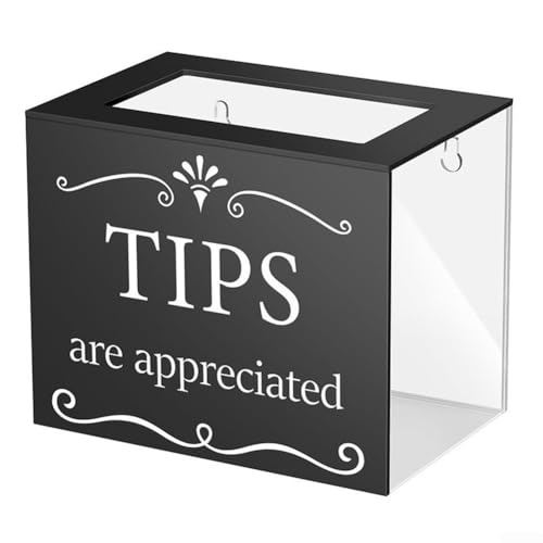 Caja de almacenamiento de acrílico funcional para guardar dinero y sugerencias, montaje en pared o diseño plano (clásico negro)