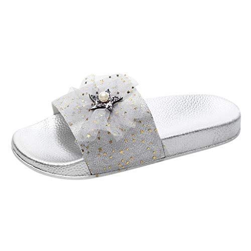 SGAOGEW Sandali Desigual Donna Ciabatte Ospedale Donna Parto Ciabatte Donna Con Fiocco Ciabatte Donna Infradito Sughero Sandali Sabot Donna Eleganti Infradito 36 (Argento-3, 35.5)