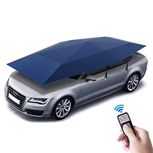 LLC-POWER Portable Automatic Car Umbrella Tent with Remote Control, Anti-UV Water-Resistant Proof Wind Snow Storm Hail Falling Objects Features, L165xw86 Inch,Blue