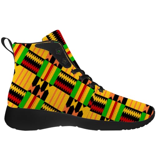 Kente Shoes for Women Men African Kente High Top Sneakers Running Walking Shoes Gifts for Men Women3