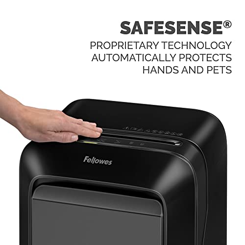 Image of Fellowes LX210 P-4 Micro-Cut Paper Shredder, Jam-Proof Heavy-Duty Paper Shredder for Office, 16 Sheet Capacity, Black