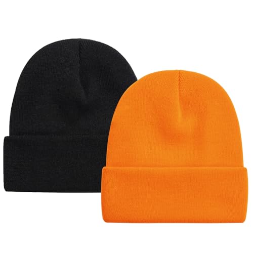 Image of ZOORON 1&2 Packs Beanie for Men Women Men's Beanie Hat Acrylic Knit Cuff Beanie Cap Slouchy Knit Skull Cap Warm Winter hat