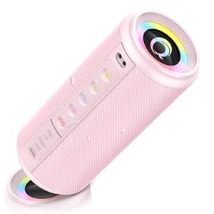 Portable Bluetooth Speaker, Bluetooth 5.4 Wireless Speaker with 20W HD Loud Stereo Sound, 20H Playtime, IP7 Waterproof, LED Lights, TWS Pairing, Built-in Mic, for Outdoor, Home, Party, Beach, Pink