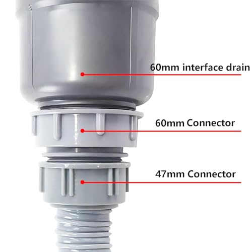 Qrity 1 Stück Küchenspüle Abflussrohr Gelenkgewinde Schlauchverbinder 60mm Weiblich auf 47mm Außengewinde, Kunststoff Gelenkgewinde