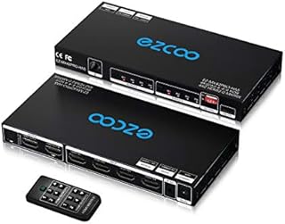 HDMI Matrix 4 in 2 Out 4K 60Hz 4:4:4 HDR D-o-l-b-y Vision Atmos SPDIF 5.1CH Breakout 3.5mm Stereo HDCP2.2- PC Console 16 EDID HDMI Scaler 4K 1080P Sync, HDCP2.2 HDMI2.0 Matrix 4x2 IR Remote,MX42PRO