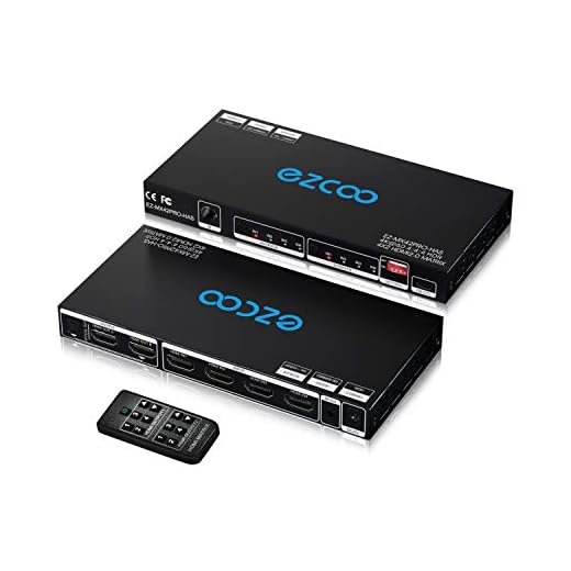HDMI Matrix 4 in 2 Out 4K 60Hz 4:4:4 HDR Vision Atmos 18Gbps SPDIF 5.1CH - PC Console 16 EDID, D Vision D Atmos Sync, HDMI Scaler 4K 1080P Sync, HDCP2.2 HDMI2.0 Matrix 4x2 IR Remote, IR Ext. MX42PRO
