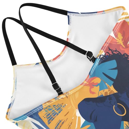 KLL Beautiful African Woman Toddler Girls 1 Piece Swim Suit Beach Swimming Suits Adjustable Shoulder Strap Cute4