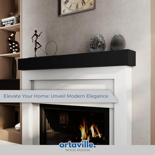 Ortaville 66" Modern Floating Mantel Shelf, Black by Ortaville - Used condition - Image 4
