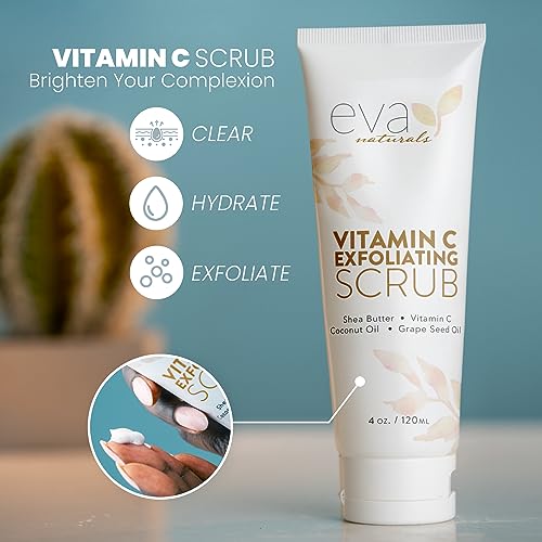 Eva Naturals Vitamin C Exfoliating Scrub - Cleanse and Clear Face - Face Scrub, Face Cleaner, Facial Scrub, Face Exfoliating Scrub, Facial Exfoliating Scrub, Facial Wash, Face Exfoliator - Image 3