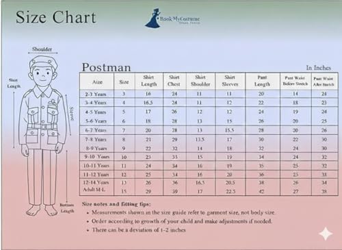 Image of BookMyCostume Indian Postman Dakiya with Classic Khaki Cap and Bag Community Helper Kids Fancy Dress Costume 6-7 years